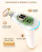 Laser Hair Removal IPL 999900 Flashes HR/RA/SC 3 in 1 Epilator Device 5c㎡ flash window 17.6J for Facial Legs Arms Whole Body Use