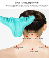 Neck and shoulder acupressure points targeted by cervical relaxer device
