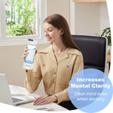 Person working at desk with ALTHY hydrogen water bottle – boosts mental clarity