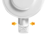 Lid lock indicator on the baby food maker handle demonstrating the safety lock and unlock mechanism.