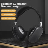 Black Bluetooth 5.0 wireless over-ear headphones with ultra-clear sound and long battery life