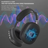Bluetooth 5.1 headphones with high-speed transmission chip and stable signal for gaming and music
