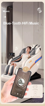Smart massage chair with Bluetooth HiFi music and smartphone control for immersive relaxation