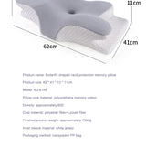 Butterfly-shaped memory pillow dimensions, materials, and specs including polyurethane core and Lyocell cover