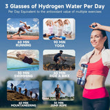 Lifestyle collage promoting daily use of the CAWOLO hydrogen water bottle during exercise and activities