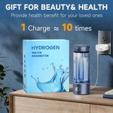 CAWOLO hydrogen water bottle on USB charge beside retail box; rechargeable design