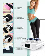 EMS body sculpting machine treatments for arms, thighs, buttocks, and abdomen.