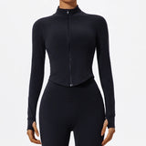 Product display of brown Hearuisavy yoga jacket variant for women’s activewear