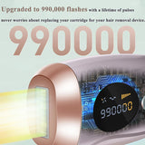 Upgraded IPL hair removal device with 990,000 flashes – no cartridge needed for full-body use