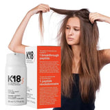 K18 leave-in molecular repair mask with frizzy hair transformation results