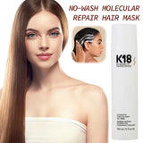 No-Wash Molecular Hair Mask with woman applying product – K18 Hairscience