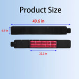 Size chart of LED red light therapy belt with dimensions