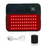 Red LED belt therapy pad with USB cable and elastic band, no wall adapter
