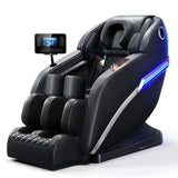 Black luxury full body massage chair with LED lighting and wireless audio system