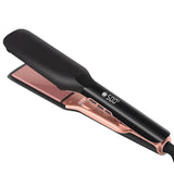 MADAMI flat iron with ceramic plates and digital 500°F display in matte black and rose gold