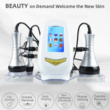 Cavitation slimming machine showing fat burning, wrinkle removal, body shaping benefits