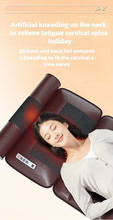 Heated neck massage cushion with artificial kneading to relieve cervical spine fatigue and tension