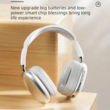 Silver P9 Bluetooth headphones with ergonomic mesh cushions and upgraded battery