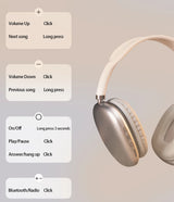 P9 Wireless Headphones Button Functions for Volume, Calls, Music, and Bluetooth Mode
