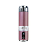 Rose gold portable hydrogen water bottle, front view on white background with clear chamber and 300-second display.