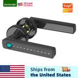 RAYKUBE M5 black smart door lock β full assembly with fingerprint sensor, keypad, Tuya Bluetooth β ships from USA