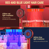 Scalp care comb using red and blue light therapy to stimulate and soothe the scalp