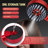 Scalp massager with 3ml nano spray tank showing efficient absorption and no waste