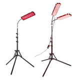 Single and dual panel red light therapy lamp on tripod stand with flexible positioning and detachable power cable