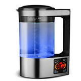 Smart hydrogen water kettle with glass body, digital touchscreen and stainless steel base