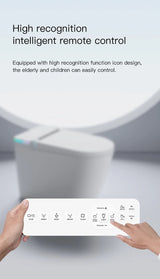 Adjustable automatic lid sensing distance on smart toilet with foot sensor activation.