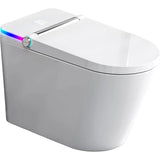 Smart toilet with built-in bidet installed in modern luxury bathroom.