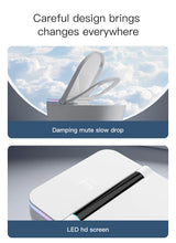 Soft-close seat feature on smart toilet for quiet operation.