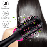 Hot air brush creating sleek, smooth, shiny hair with frizz control and moisture-locking bristles