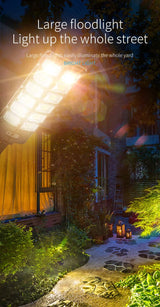Nighttime view of W789 Solar Floodlight illuminating backyard path