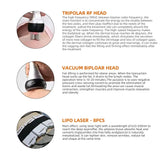 Tripolar RF and vacuum bipolar head features for fat loss and collagen stimulation