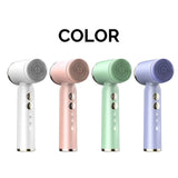 Color options of ultrasonic face cleansing brush including white, pink, green, and purple