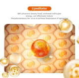 Visual representation of 40K cavitation lipodilator action reducing subcutaneous fat cells