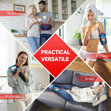 LED therapy belt shown on waist, elbow, knee, and shoulder for pain relief