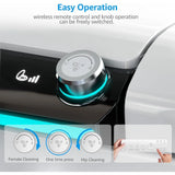 Detail of rotary control knob and wireless remote for female wash, rear wash and quick actions