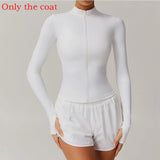 White women’s long sleeve zip yoga coat activewear gym running jacket