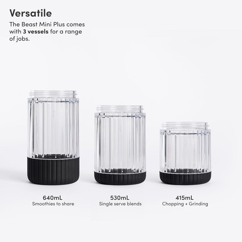 The Mini Blender Plus | Mini Countertop Kitchen Blender | Blend Smoothies And Shakes, Dressings, Sauces, Dips | Extra Vessels,