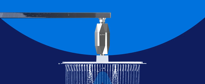 ALTHY Filter Installed on Overhead Rain Shower Setup


