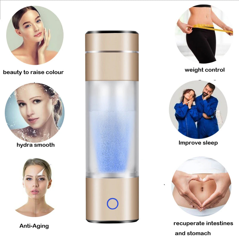 Portable Healthy IHOOOH H2-Cup Anti Aging Hydrogen Generator Mini Hydrogen Concentrators ORP Rechargeable Ionizer Water Bottle