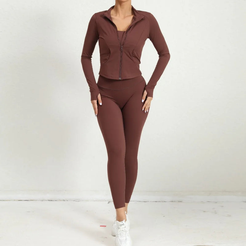 Women’s 2-Piece Yoga Set | Zip Jacket + High-Waist Leggings