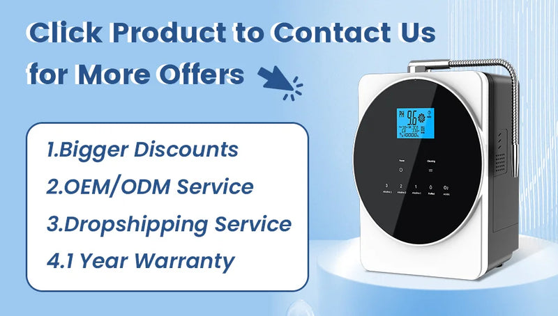 CAWOLO Alkaline Water Ionizer Machine pH 4.5~10.5 Acid Alkaline Water Maker Machine 11 Plates PH Water Machine for Home/Office