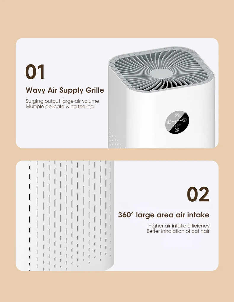 Air Purifier Intelligent Regulation HEPA Negative Ion Purification Multifunctional Air Fresh Formaldehyde Dust Pet Hair Removal