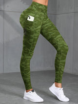 Women Camouflage Print High Waisted Sports Pocket Suitable For Running, Fitness, Yoga, Outdoor Adventure, Squat-Proof Leggings