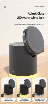 Wireless Charger 4 in 1 QI2 Fast Charging Dock Stand Night Light For Magsafe iPhone 16 15 14 Pro Max Airpods Pro 2-8 Apple Watch