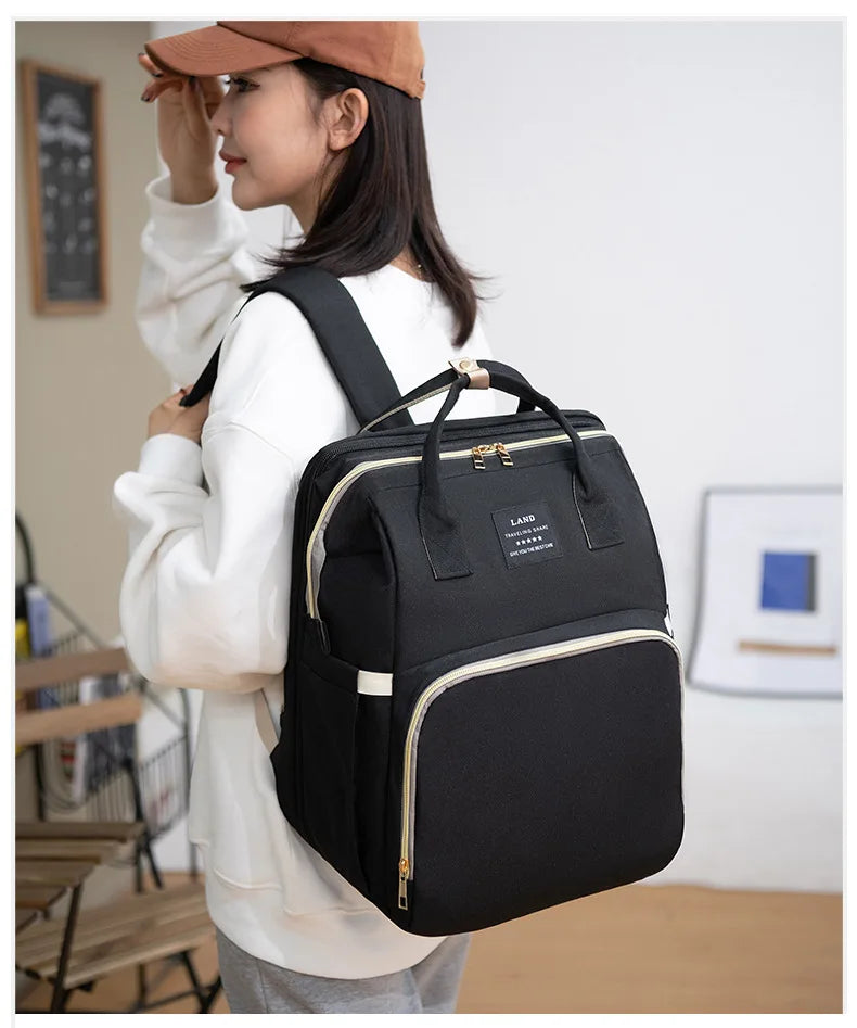 Diaper Backpack with Foldable Crib | Large Capacity