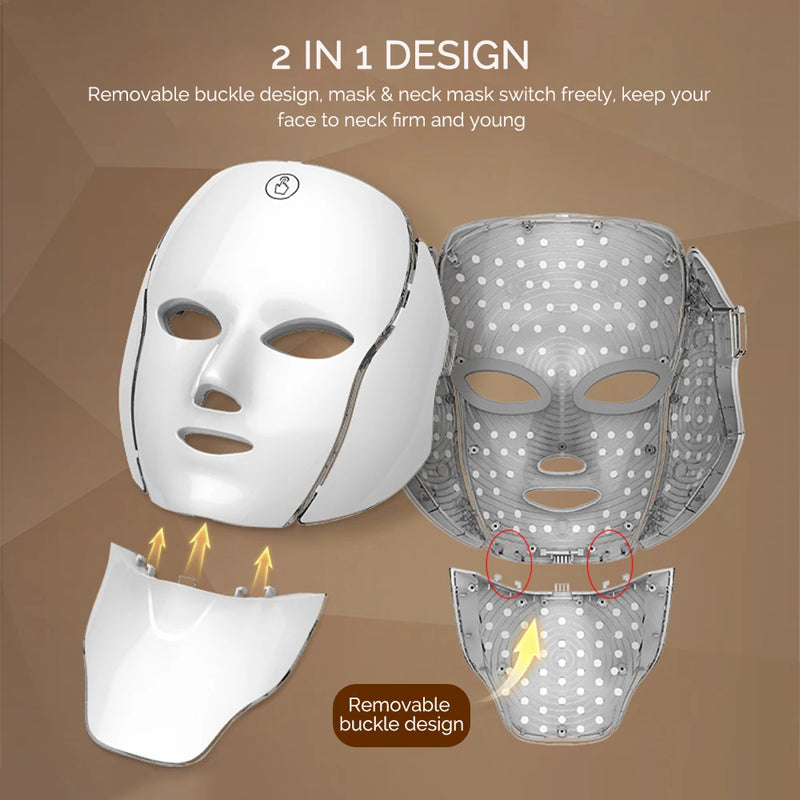 Face Neck Beauty Mask 7 Colors Light LED Mask Photon Red Light Facial Skin Care Repair Skin Anti Aging Wrinkle Skin Tightening